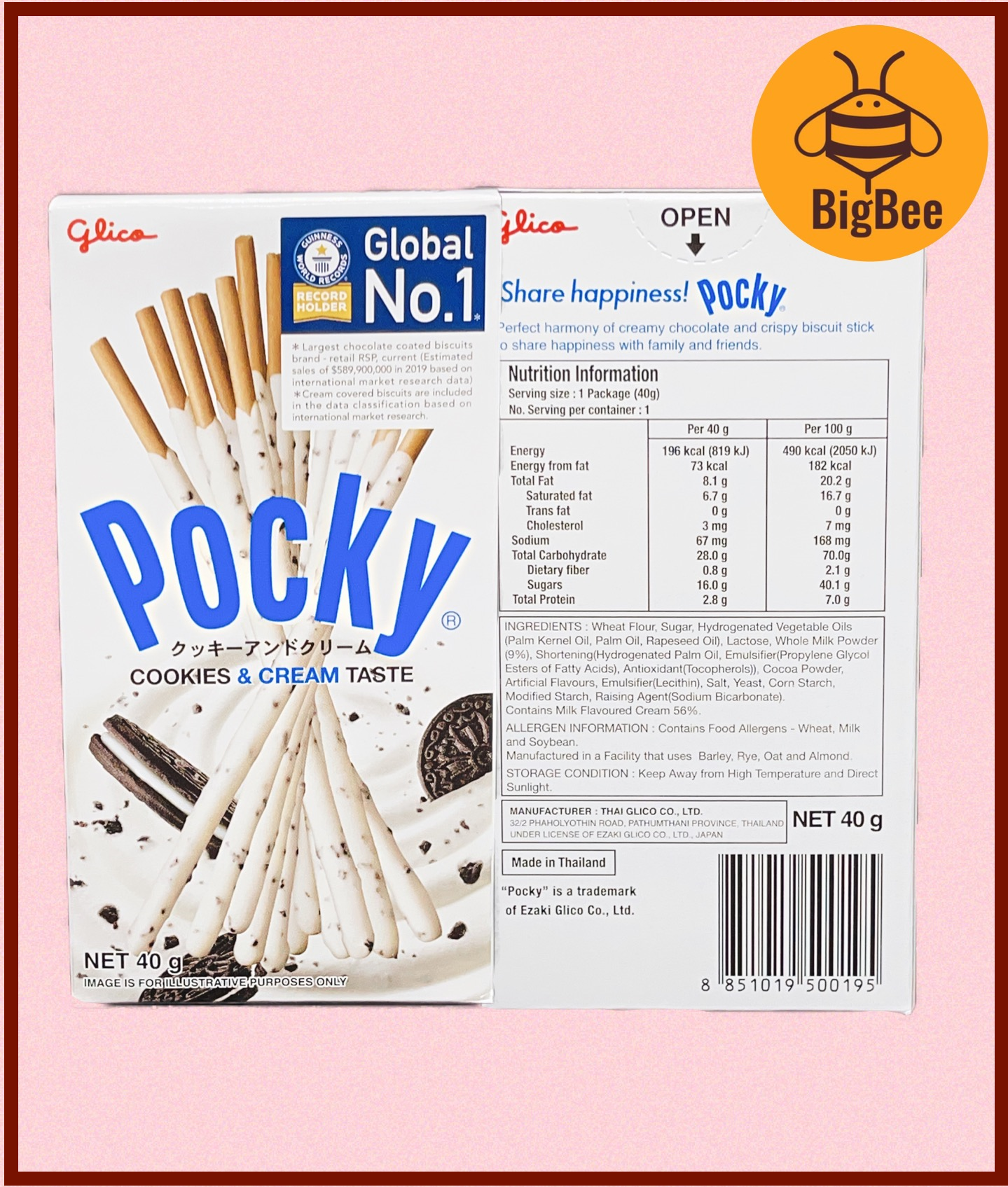 Glico Pocky Chocolate / Strawberry / Cookies & Cream Biscuit Sticks - 47g x 3pkts / 45g x 3pkts / 40g x 3pkts
