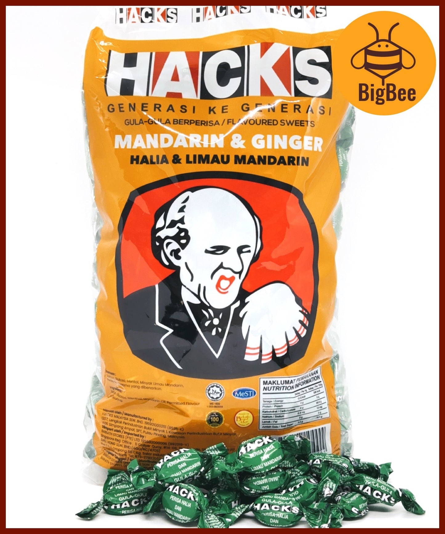 Hacks Candy - 1.8kg/pkt Classic Regular / Honey Lemon / Blackcurrant / Mandarin Ginger / Clove Apple / Halia Limau