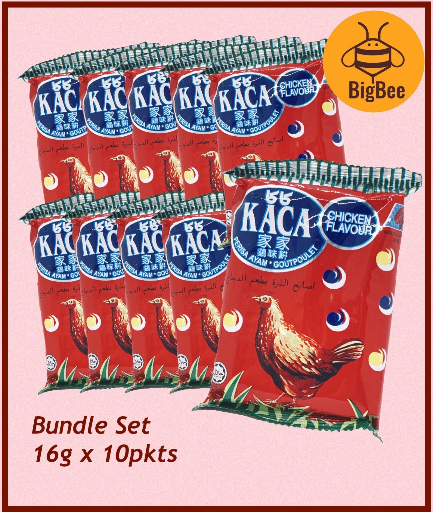 KACA Corn Snack Chicken Flavour - 16g x 10pkt Old School Chip Snacks