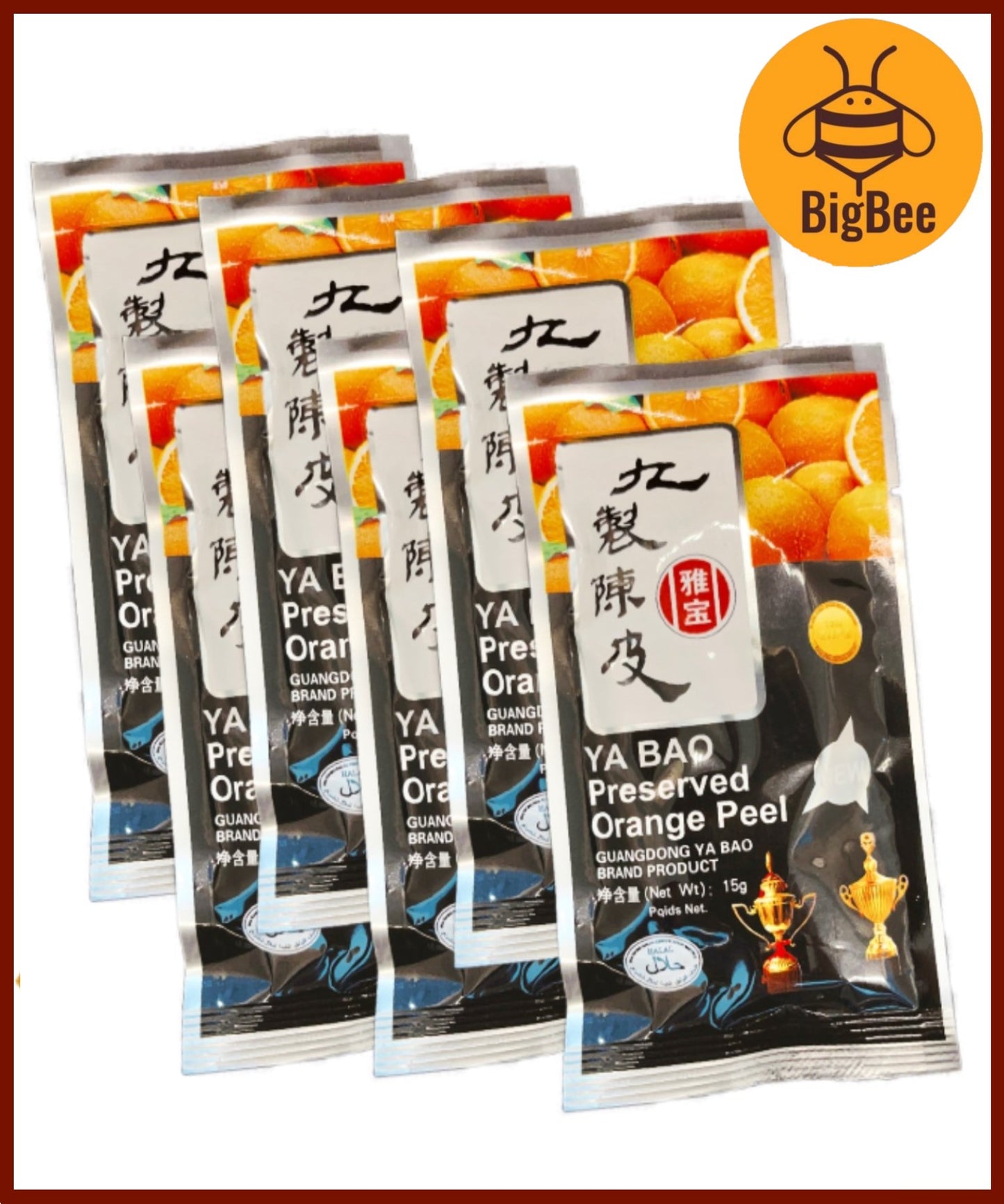 Ya Bao Preserved Orange Peel 15g x 6pkt (Halal) Yabao Brand Preserved Orange Peel 雅宝牌九制陈皮/橙皮 Preserved Mandarin Peel