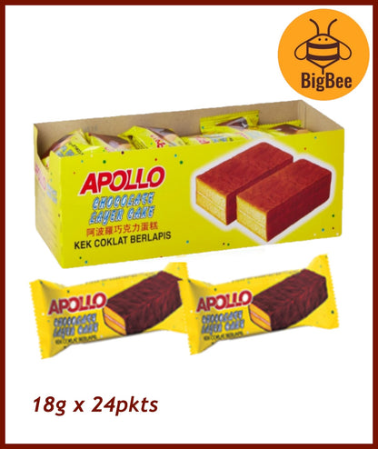 Apollo Layer Cake - 18g x 24pkts Original / Pandan / Chocolate / Cocoa / Banana / Blueberry / Checker Kek Lapis