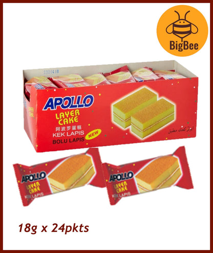 Apollo Layer Cake - 18g x 24pkts Original / Pandan / Chocolate / Cocoa / Banana / Blueberry / Checker Kek Lapis