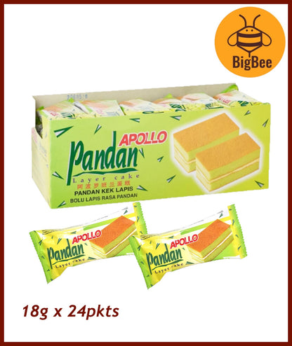 Apollo Layer Cake - 18g x 24pkts Original / Pandan / Chocolate / Cocoa / Banana / Blueberry / Checker Kek Lapis