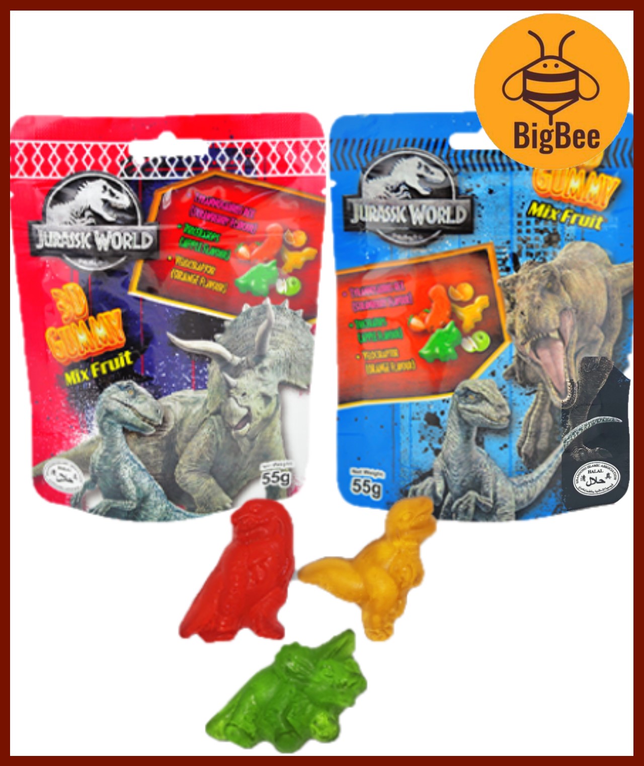 3D Gummy - 55g/pkt Mickey Mouse & Friends / Jurassic World / Minions 3D Gummy Mix Fruit Flavour