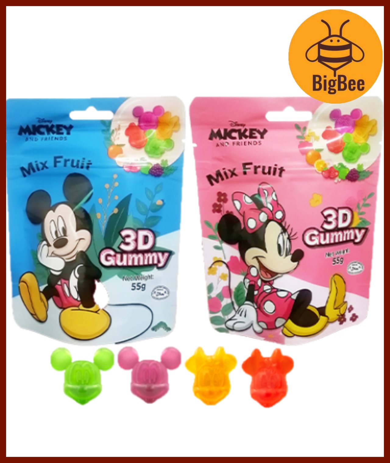 3D Gummy - 55g/pkt Mickey Mouse & Friends / Jurassic World / Minions 3D Gummy Mix Fruit Flavour