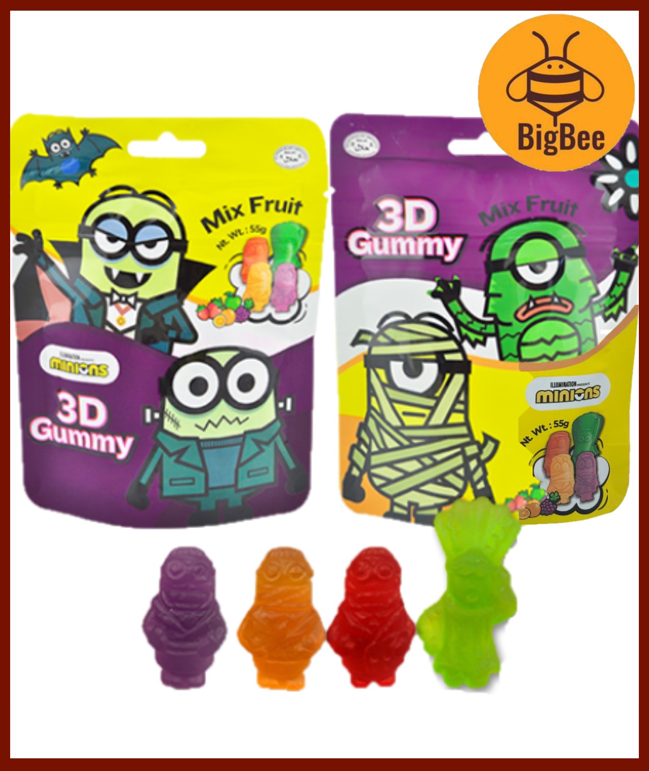 3D Gummy - 55g/pkt Mickey Mouse & Friends / Jurassic World / Minions 3D Gummy Mix Fruit Flavour