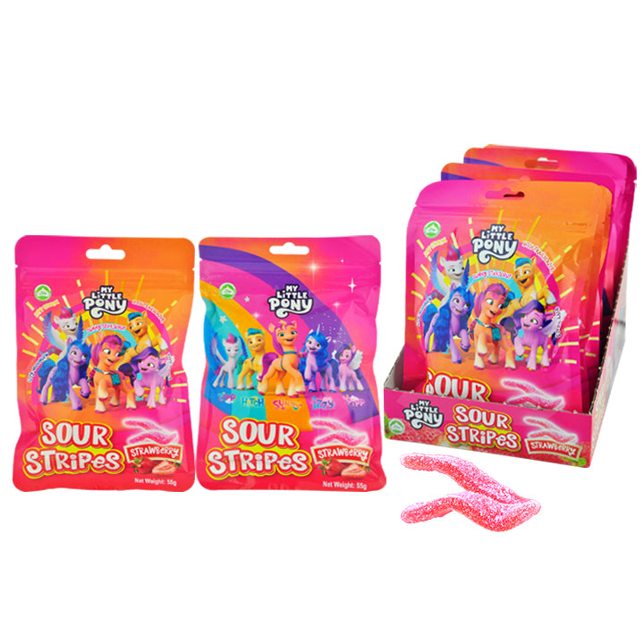 My Little Pony Sour Stripes - 55g x 2pkts Blueberry / Strawberry Sour Gummy Stripes