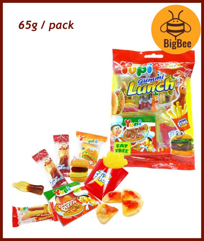 Yupi Gummy - 65g-120g Pizza/Baby Bear/Iced Cola/Neon Stix/Apple Ring/Strawberry Kiss/Fruity Puff/Burgers/Fun Gum/Hot Dog