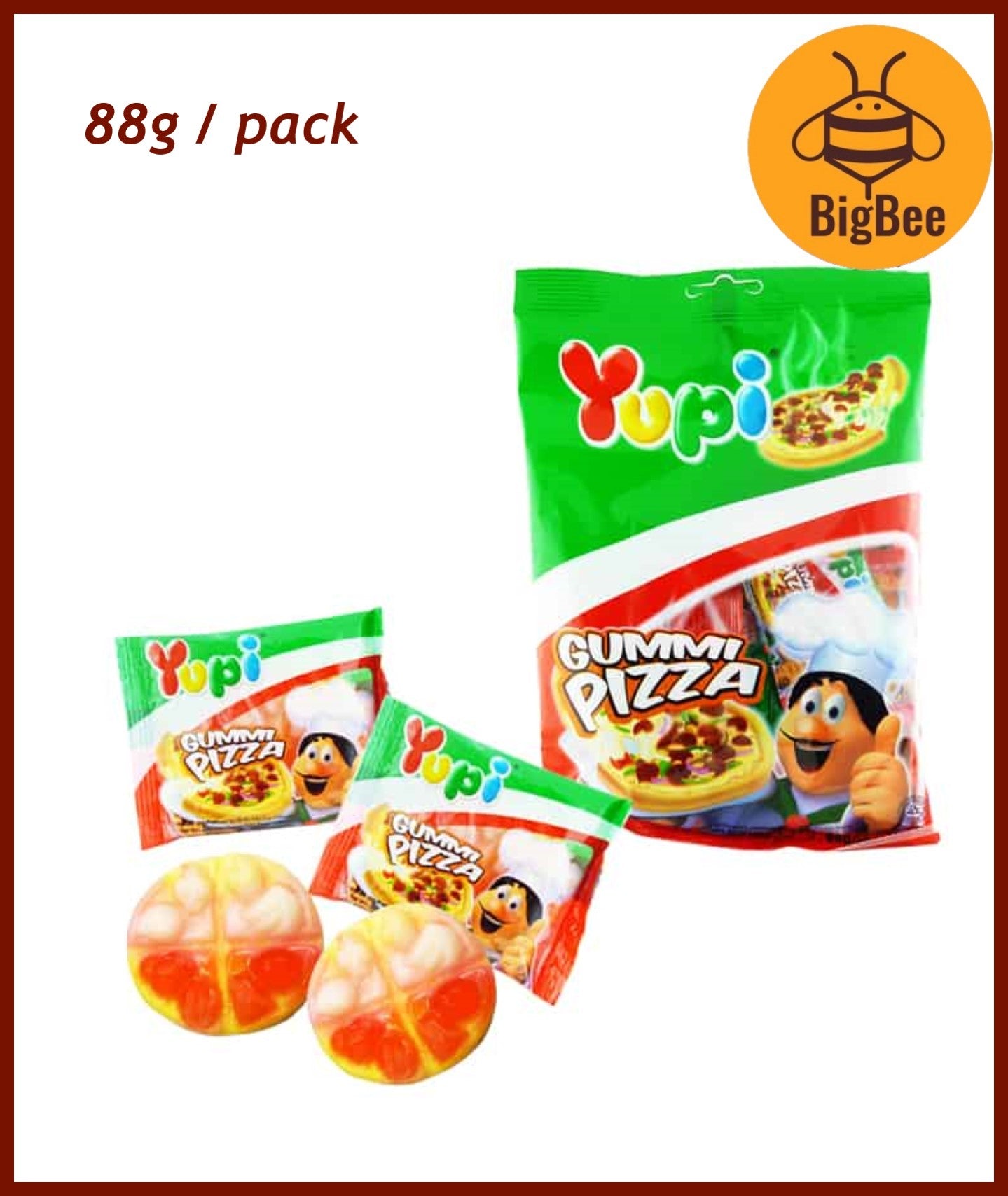 Yupi Gummy - 65g-120g Pizza/Baby Bear/Iced Cola/Neon Stix/Apple Ring/Strawberry Kiss/Fruity Puff/Burgers/Fun Gum/Hot Dog