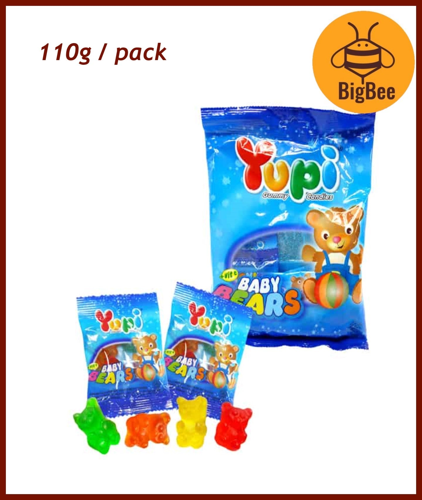 Yupi Gummy - 65g-120g Pizza/Baby Bear/Iced Cola/Neon Stix/Apple Ring/Strawberry Kiss/Fruity Puff/Burgers/Fun Gum/Hot Dog
