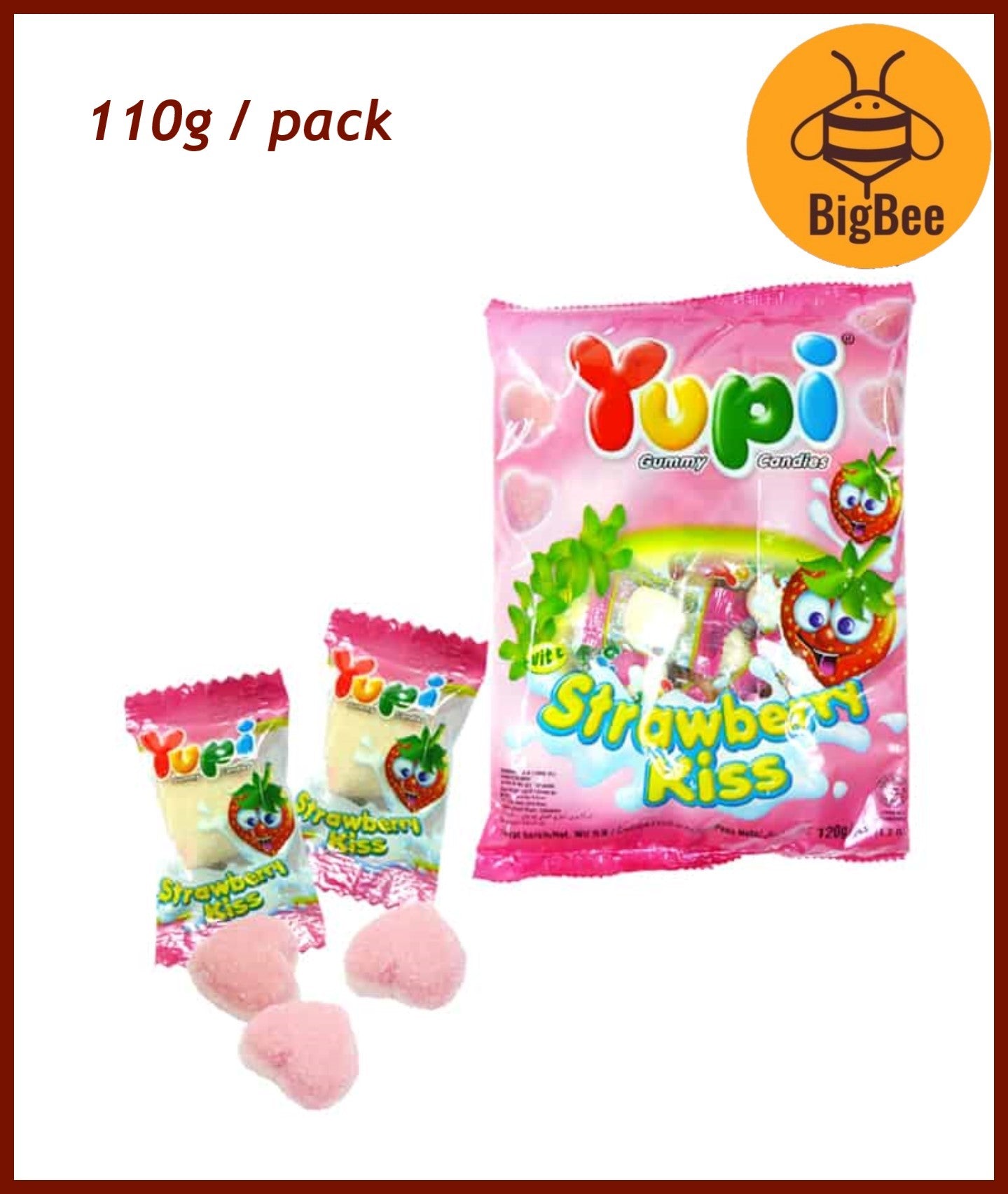 Yupi Gummy - 65g-120g Pizza/Baby Bear/Iced Cola/Neon Stix/Apple Ring/Strawberry Kiss/Fruity Puff/Burgers/Fun Gum/Hot Dog