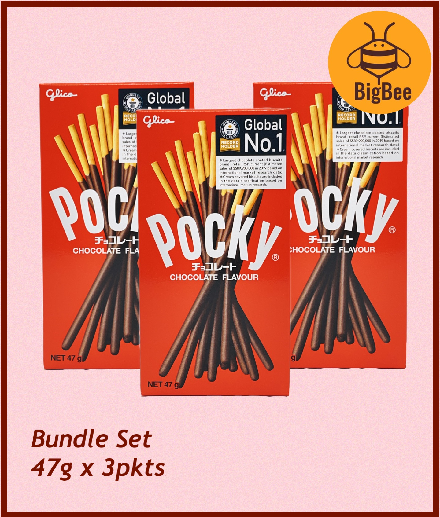 Glico Pocky Chocolate / Strawberry / Cookies & Cream Biscuit Sticks - 47g x 3pkts / 45g x 3pkts / 40g x 3pkts