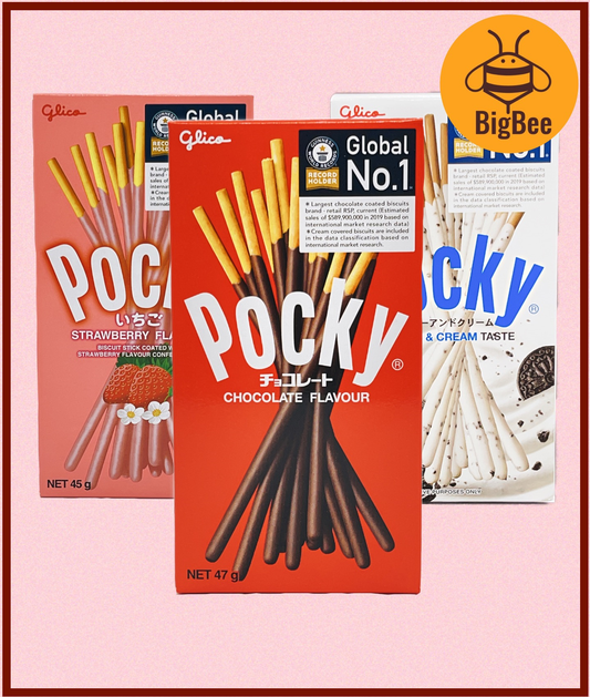 Glico Pocky Chocolate / Strawberry / Cookies & Cream Biscuit Sticks - 47g x 3pkts / 45g x 3pkts / 40g x 3pkts