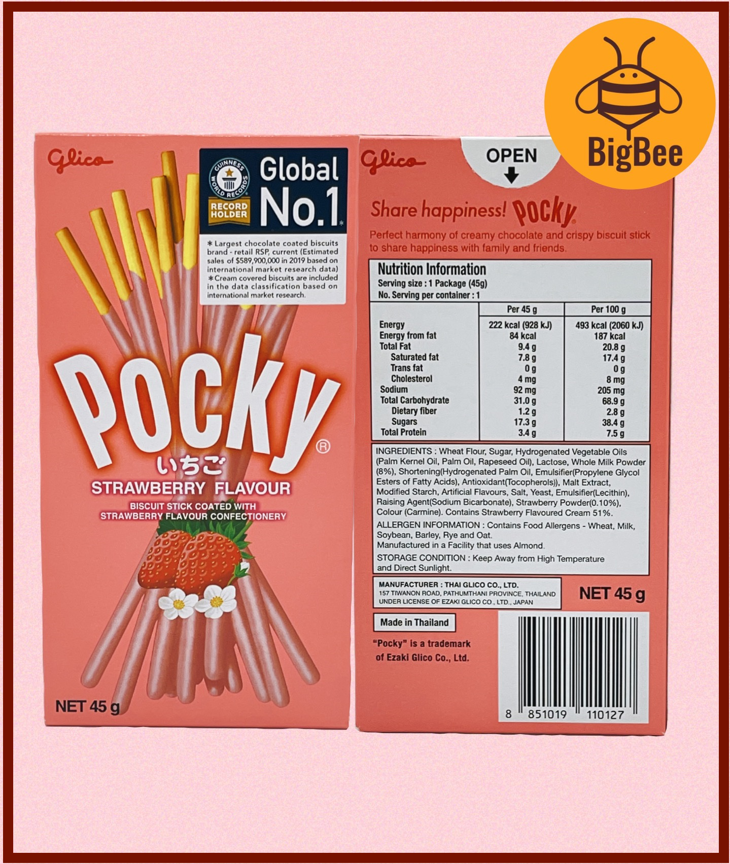 Glico Pocky Chocolate / Strawberry / Cookies & Cream Biscuit Sticks - 47g x 3pkts / 45g x 3pkts / 40g x 3pkts