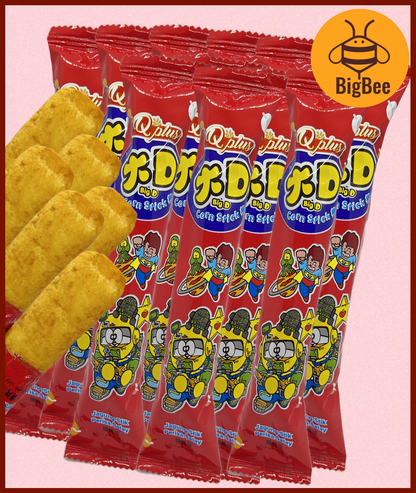 Q Plus Big D Corn Stick Satay - 6g x 20pkts (Halal) Jagung Stik Perisa Satay 大D棒 Corn Snack Old School Chips