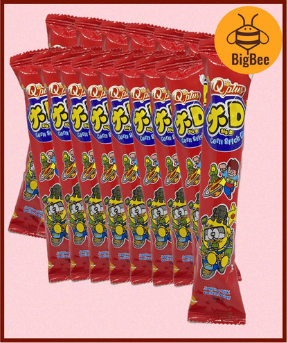 Q Plus Big D Corn Stick Satay - 6g x 20pkts (Halal) Jagung Stik Perisa Satay 大D棒 Corn Snack Old School Chips