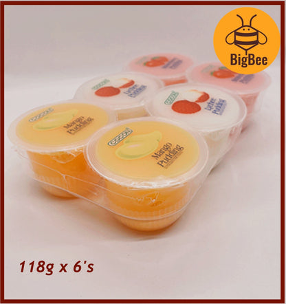 Cocon-118g x 6's(708g) Nata De Coco Pudding (Halal) Mango/Assorted Flavours with Nata De Coco Mango, Lychee, Strawberry