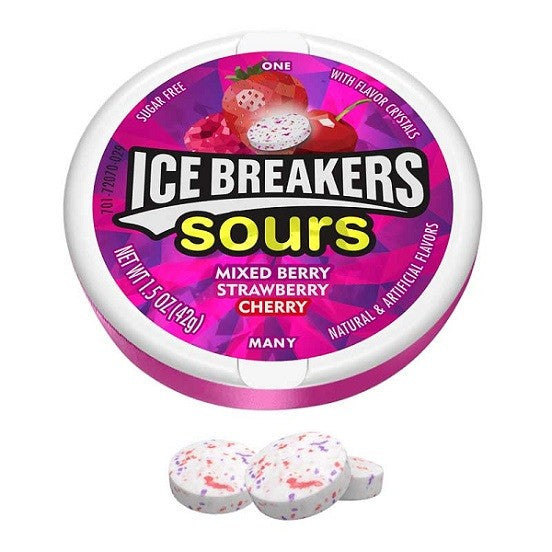 Ice Breakers Mints Candy - 36g / 42g Sugar Free with Flavor Crystals / Duo Cooling Crystals Sours Fruits Sours Berry