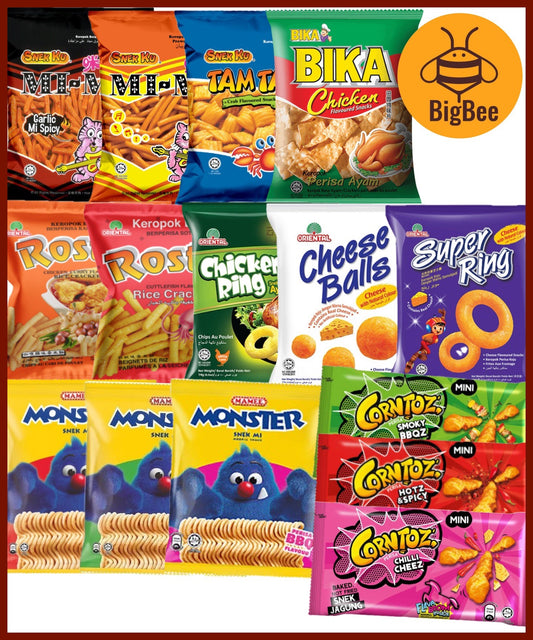 [Bundle 10pkts] Super Ring Cheese Balls Chicken Ring Mi-Mi Prawn Mi Mi Garlic Tam Tam Corntoz Rostik Mamee Shoyuemi Bika