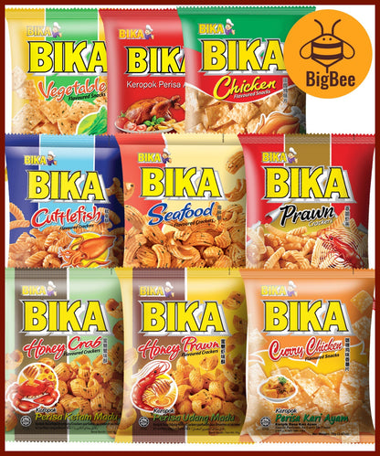 Bika Crackers - 60g/pack Chicken Snacks / Chicken Crackers / Vegetable / Honey Crab / Seafood / Cuttlefish / Honey Prawn