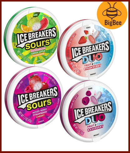 Ice Breakers Mints Candy - 36g / 42g Sugar Free with Flavor Crystals / Duo Cooling Crystals Sours Fruits Sours Berry