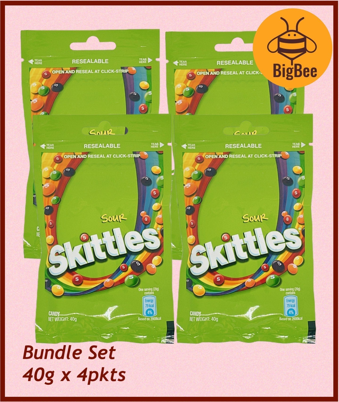 Skittles Packet Candy - 45g /40g x 4pkts / Original / Sour / Fruit Berry / Flower Fruit /Yogurt  Rainbow Candies