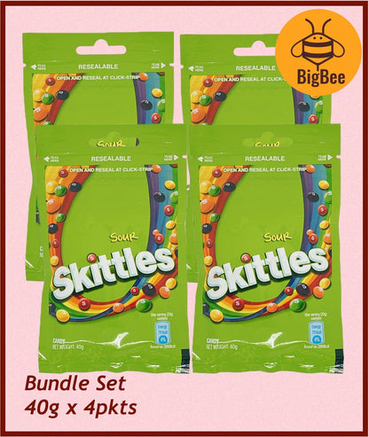 Skittles Packet Candy - 45g /40g x 4pkts / Original / Sour / Fruit Berry / Flower Fruit /Yogurt  Rainbow Candies