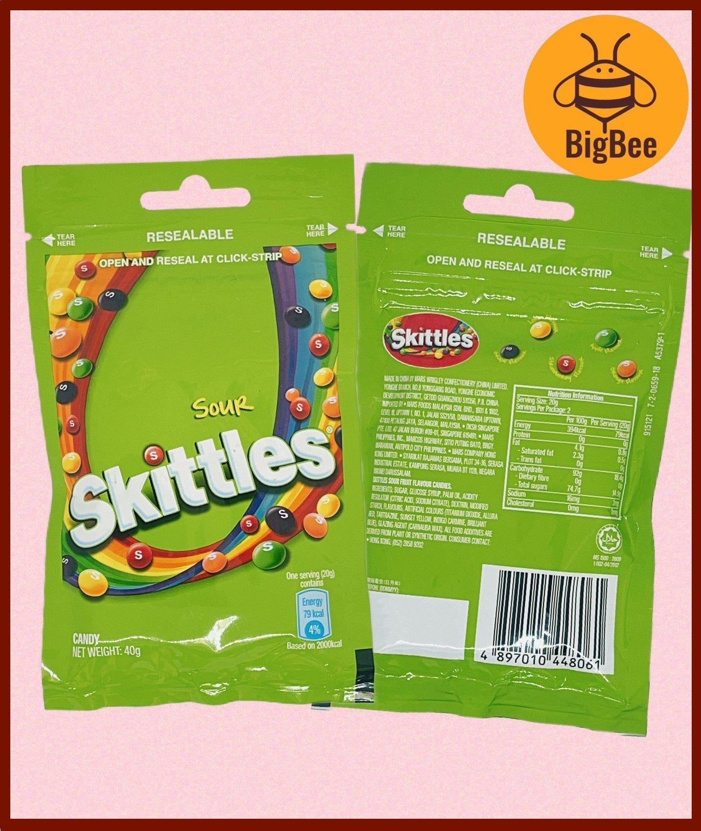 Skittles Packet Candy - 45g /40g x 4pkts / Original / Sour / Fruit Berry / Flower Fruit /Yogurt  Rainbow Candies