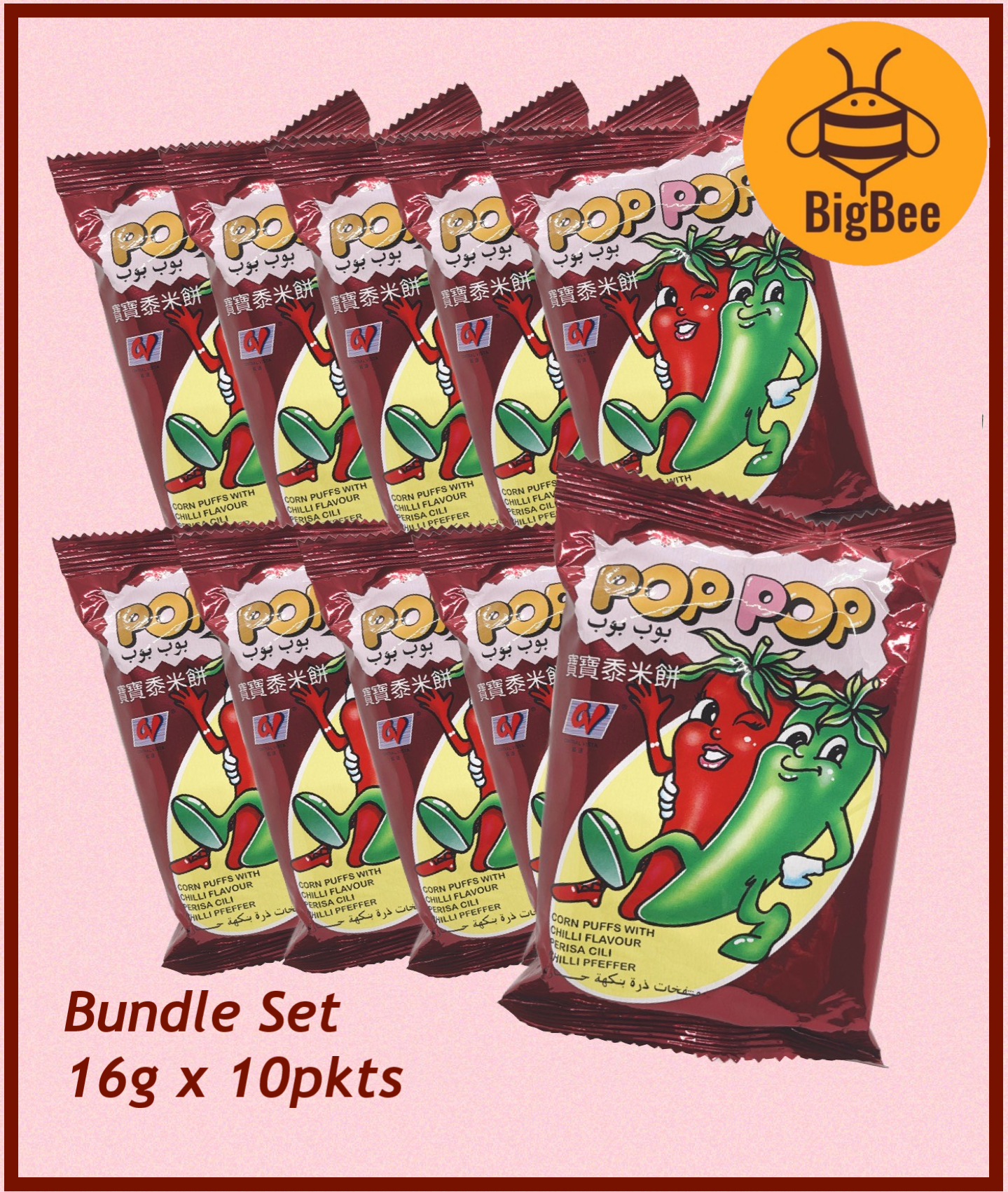 Pop Pop Sweet Corn / Chicken / Chilli / BBQ / Cheese - 16g x 10pkt Corn Snack Old School Chips