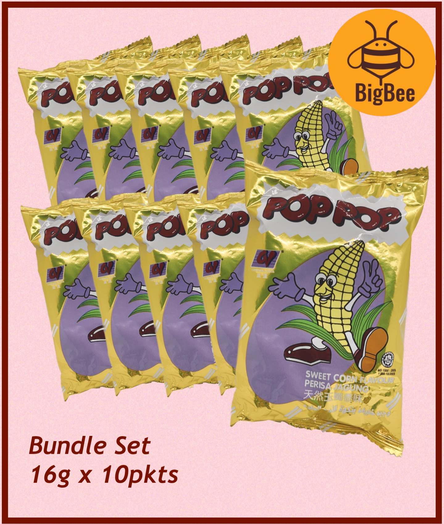 Pop Pop Sweet Corn / Chicken / Chilli / BBQ / Cheese - 16g x 10pkt Corn Snack Old School Chips