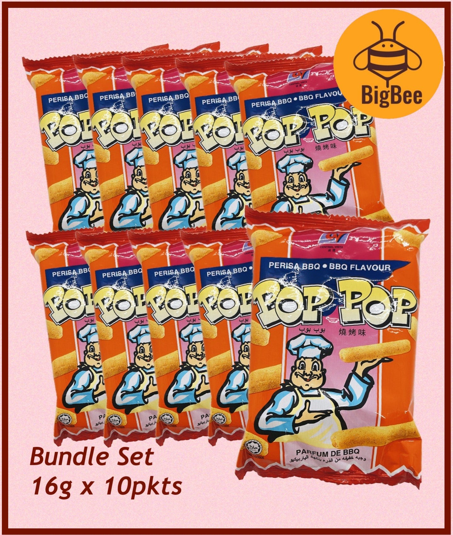 Pop Pop Sweet Corn / Chicken / Chilli / BBQ / Cheese - 16g x 10pkt Corn Snack Old School Chips