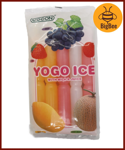 Cocon Yogo Ice - 450ml/pkt(45mlx10tubes)(HALAL) with Milk & Juice Ice Popsicle Strawberry Mango Lychee Honey Melon Grape