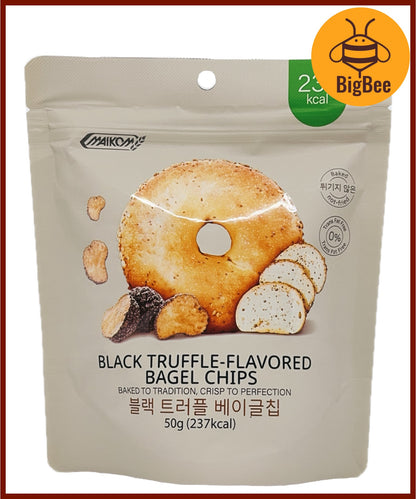 Maikom - 50g/pack Bagel Chips Black Truffle / Garlic Butter / Honey Butter / Shrimp Flavored Baked Non-Fried Chips