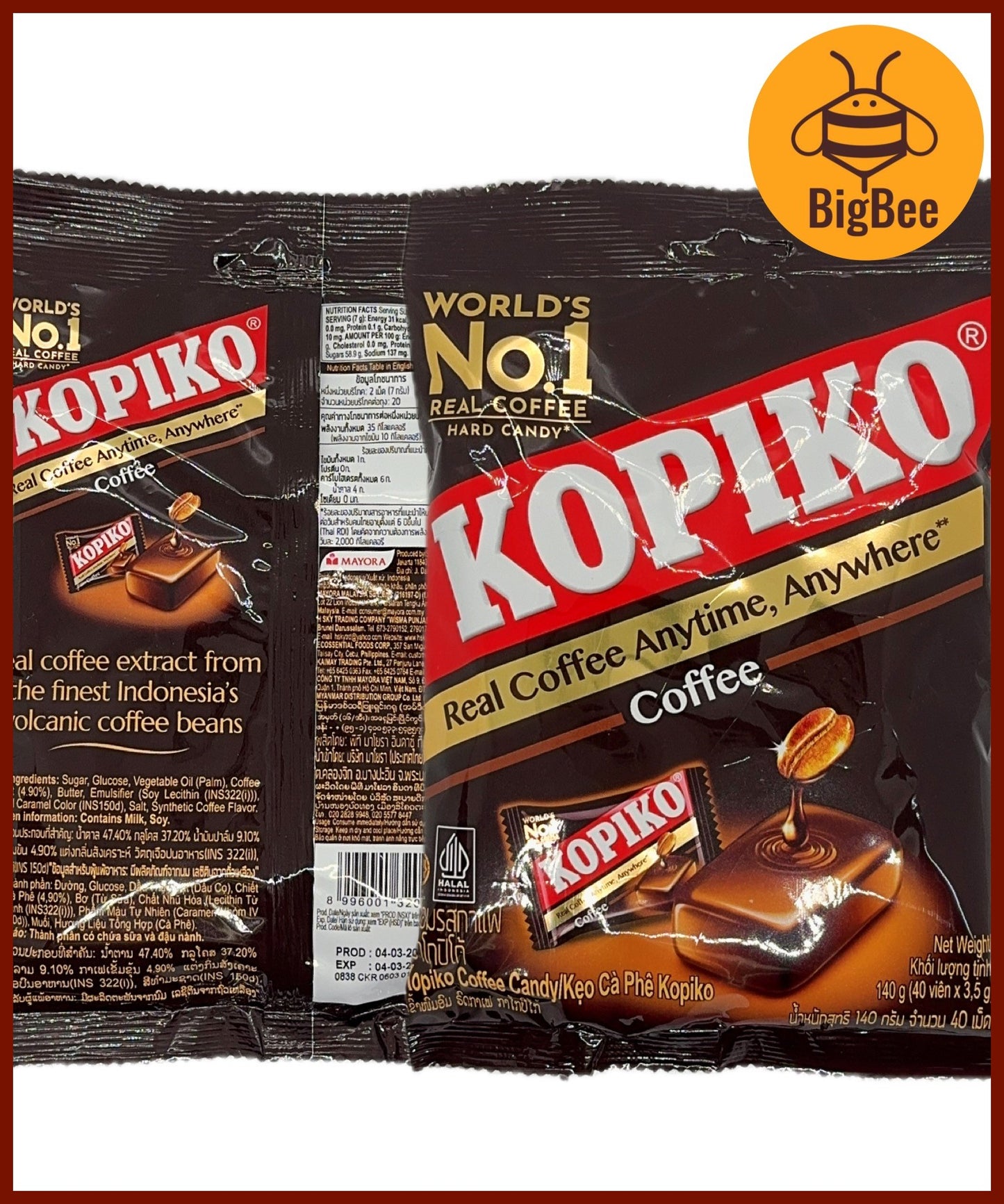 Kopiko Candy - 140g/pkt (Halal) Kopiko Coffee / Kopiko Cappuccino 140g (40's x 3.5g)
