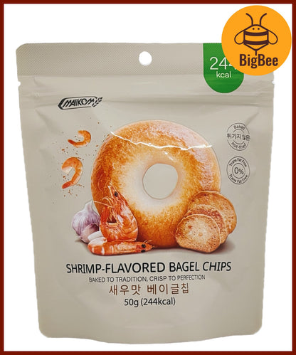Maikom - 50g/pack Bagel Chips Black Truffle / Garlic Butter / Honey Butter / Shrimp Flavored Baked Non-Fried Chips