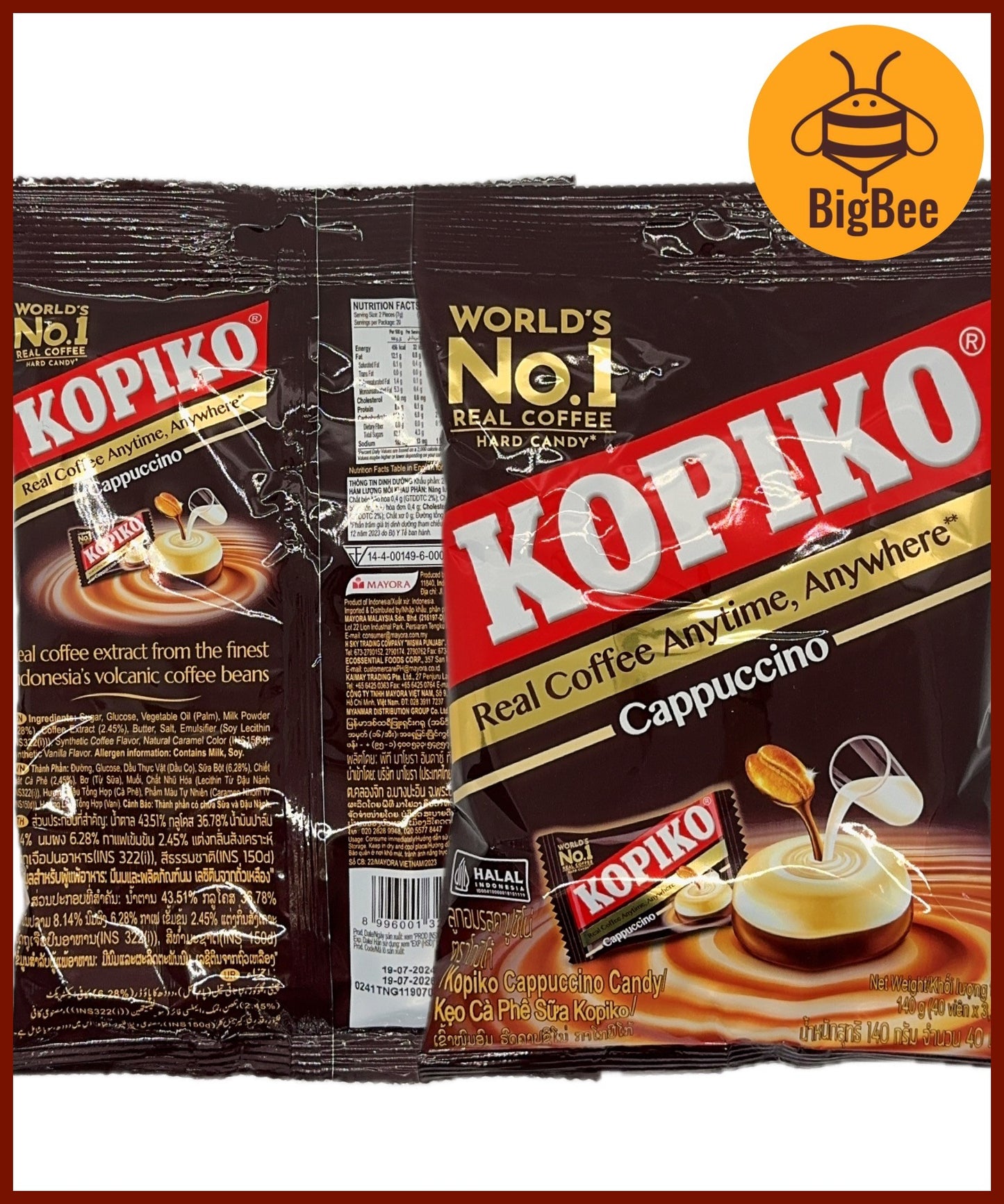 Kopiko Candy - 140g/pkt (Halal) Kopiko Coffee / Kopiko Cappuccino 140g (40's x 3.5g)