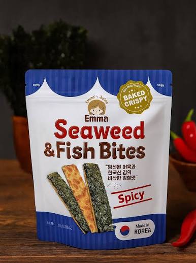 Emma's Choice Seaweed & Fish Bites - 25g/pack Spicy (Made in Korea) Baked Crispy Non-Fried Snack