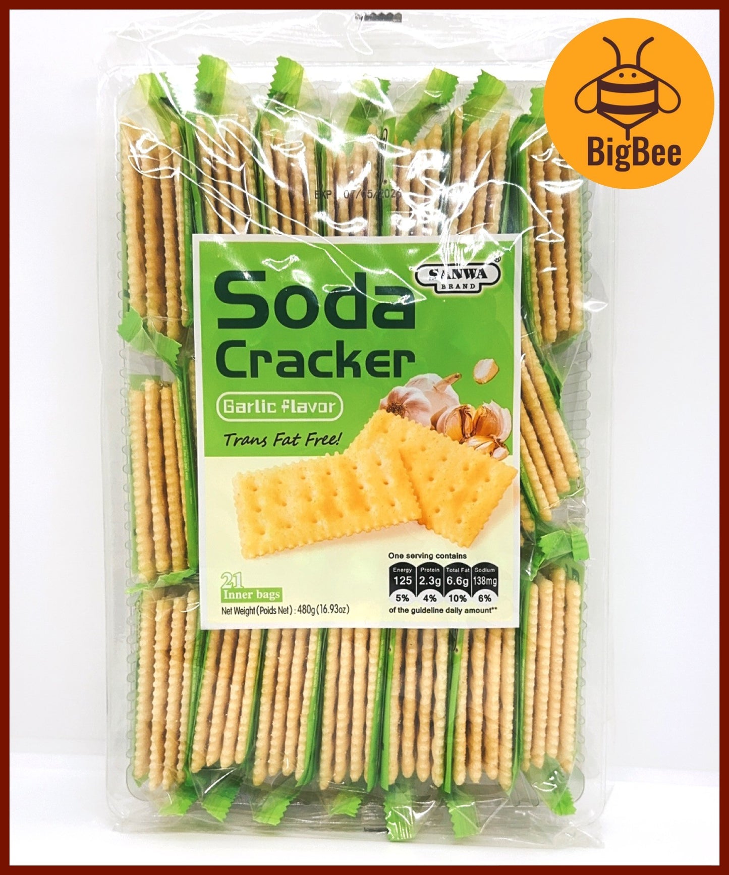 Sanwa Soda Cracker - 480g (21pkts) Saltine / Sesame / Grains / Seaweed / Tomato / Garlic flavor (Halal) Soda Crackers