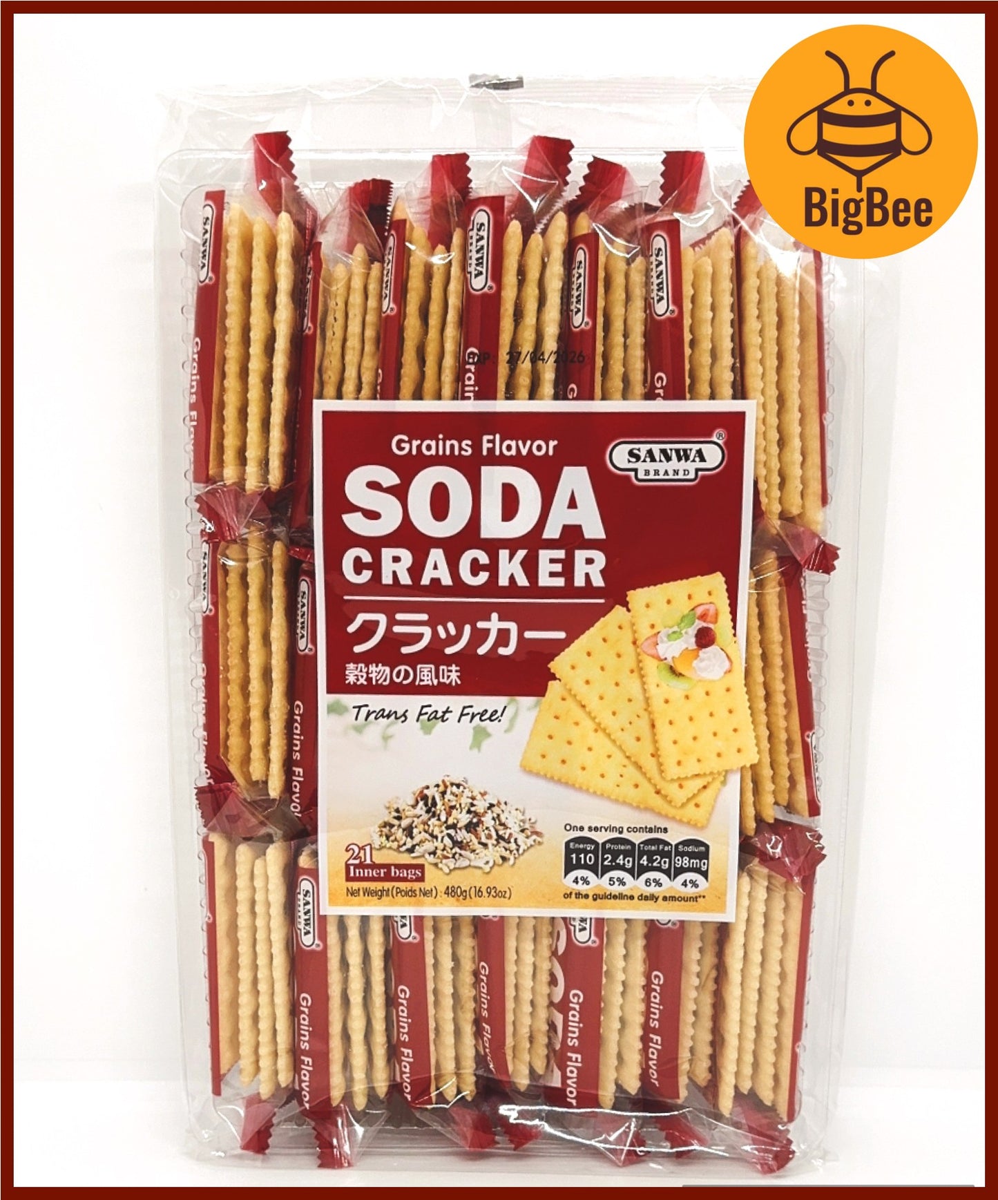 Sanwa Soda Cracker - 480g (21pkts) Saltine / Sesame / Grains / Seaweed / Tomato / Garlic flavor (Halal) Soda Crackers