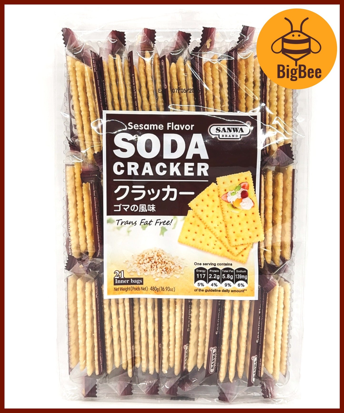 Sanwa Soda Cracker - 480g (21pkts) Saltine / Sesame / Grains / Seaweed / Tomato / Garlic flavor (Halal) Soda Crackers
