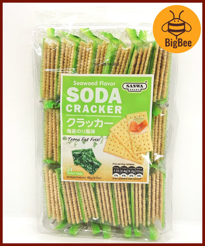 Sanwa Soda Cracker - 480g (21pkts) Saltine / Sesame / Grains / Seaweed / Tomato / Garlic flavor (Halal) Soda Crackers