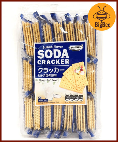 Sanwa Soda Cracker - 480g (21pkts) Saltine / Sesame / Grains / Seaweed / Tomato / Garlic flavor (Halal) Soda Crackers