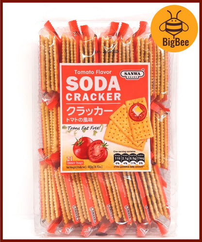 Sanwa Soda Cracker - 480g (21pkts) Saltine / Sesame / Grains / Seaweed / Tomato / Garlic flavor (Halal) Soda Crackers