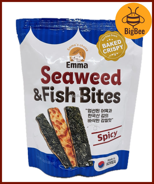 Emma's Choice Seaweed & Fish Bites - 25g/pack Spicy (Made in Korea) Baked Crispy Non-Fried Snack