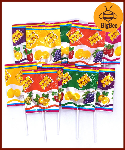 Win Pops Lollipop - 7g~ x 10pcs Assorted Flavours Strawberry Orange Pineapple Lemon Blackcurrant 晶晶棒 棒棒糖