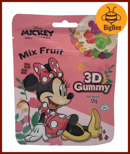 3D Gummy - 55g/pkt Mickey Mouse & Friends / Jurassic World / Minions 3D Gummy Mix Fruit Flavour