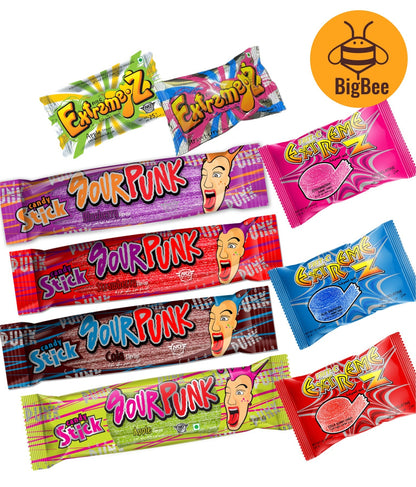 Frit-C Extreme Z Gummy Strips 40g / Sour Punk Stick 50g-Blueberry/Blueraspberry/Cola/Strawberry/Apple NO GELATINE HALAL