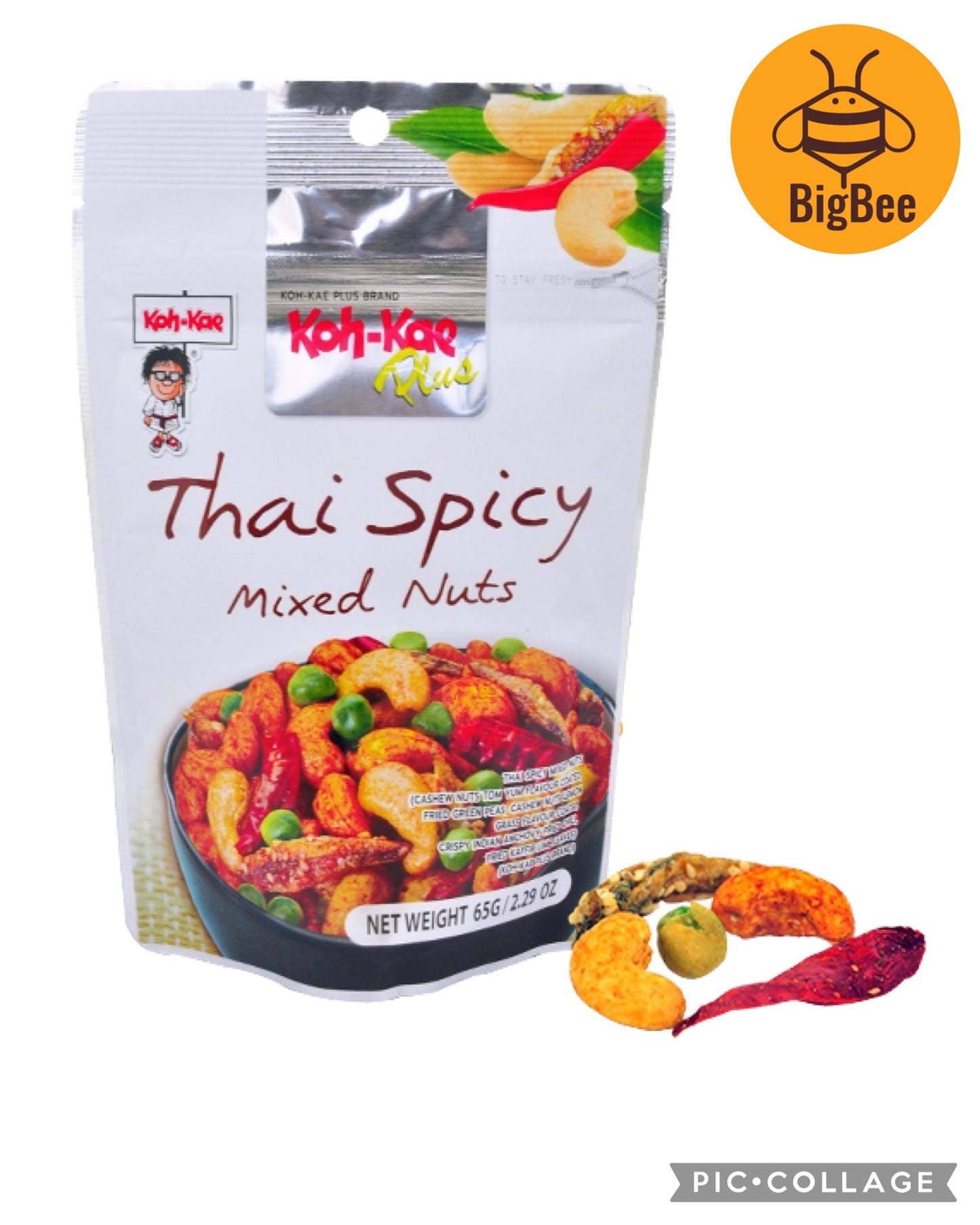 Koh-Kae-65g/pkt Peanuts Chicken/ BBQ /Peanuts Mala/Peanuts Sriracha Chilli Coated Thai Spicy Mixed Nuts Squid Green Peas