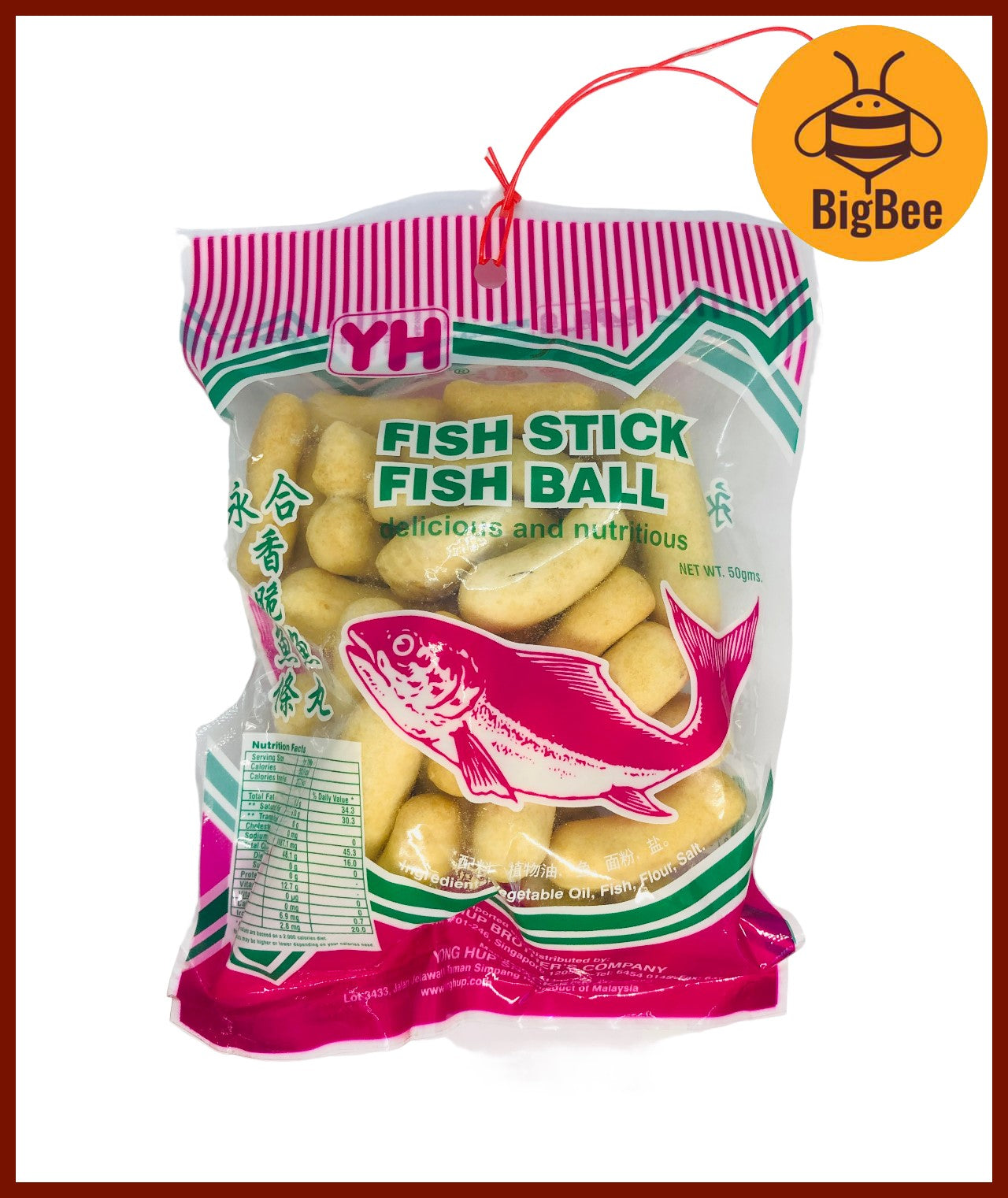 YH Fish Keropok Crackers - 50g/pkt Fish Sticks / Fish Balls