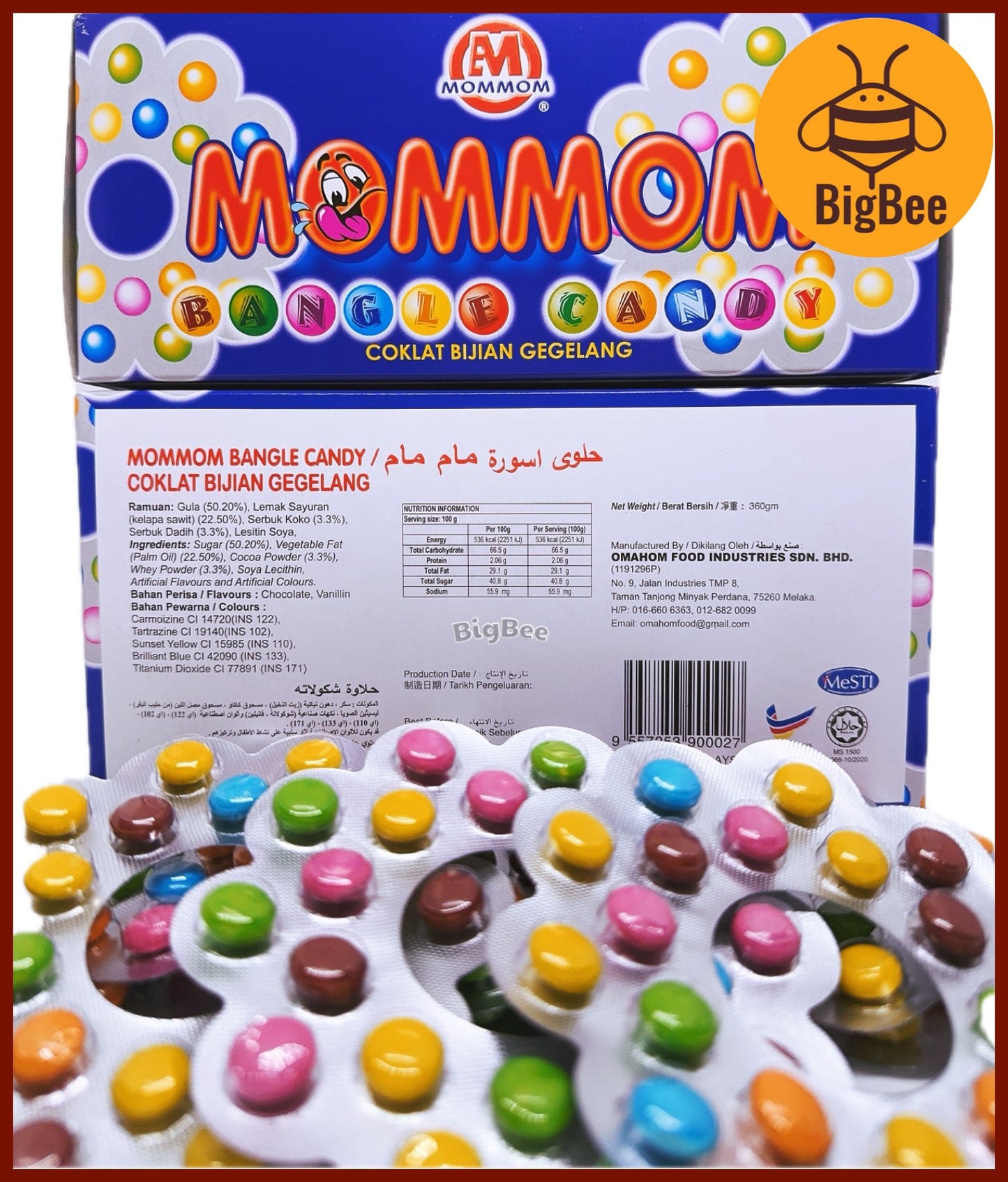 Mommom Chocolate Candy - 7g x 10's EyeGlass / 12g x 6's Bangle Old School Chocolate Snack